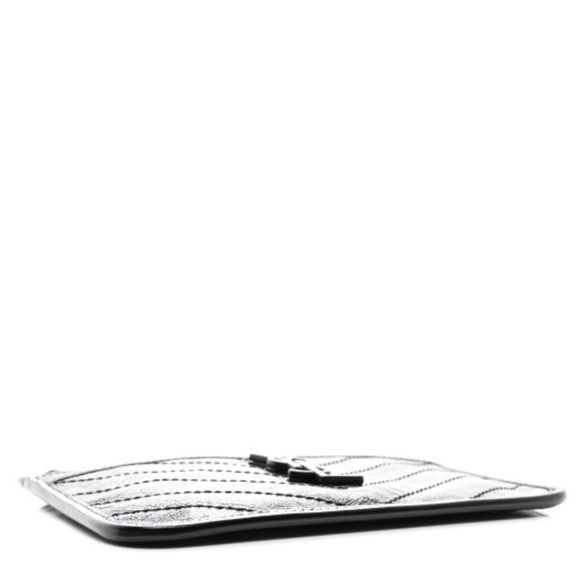 Authentic Saint Laurent Crinkle Leather Monogram Niki Bill Pouch in Black - Picture 4 of 14